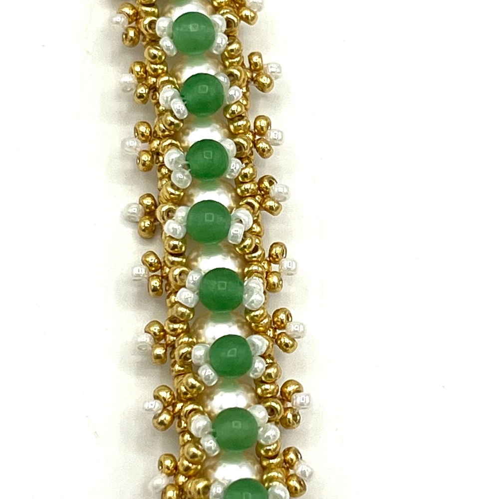 HAND CRAFTED Swarovski Pearl and Jade Party Bracelet - Picture 5 of 10